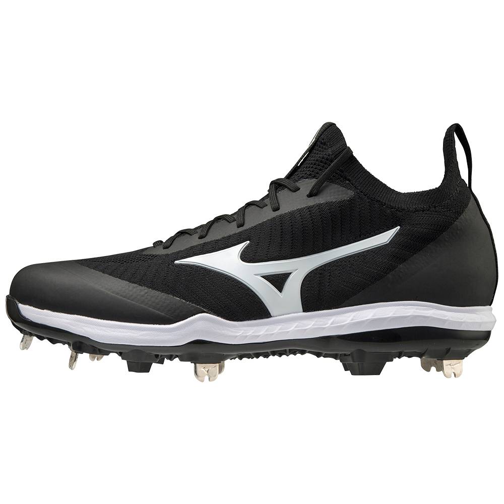 Mens Mizuno Dominant Knit Metal Baseball Cleats Black/White Philippines (KNSGHF370)